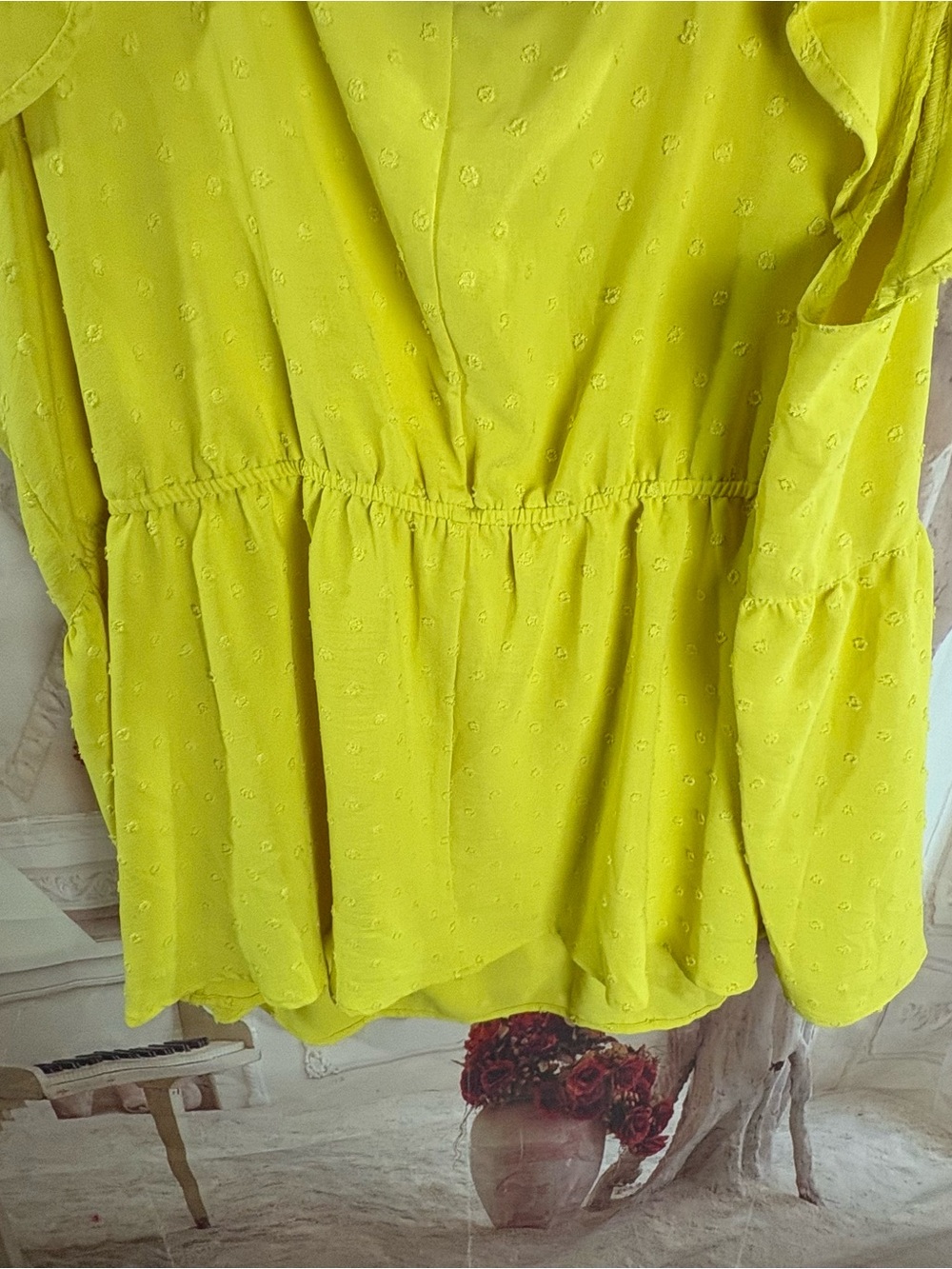 NEW Lane Bryant Lime Ruffle-Sleeve Peplum Top - Picture 8 of 9